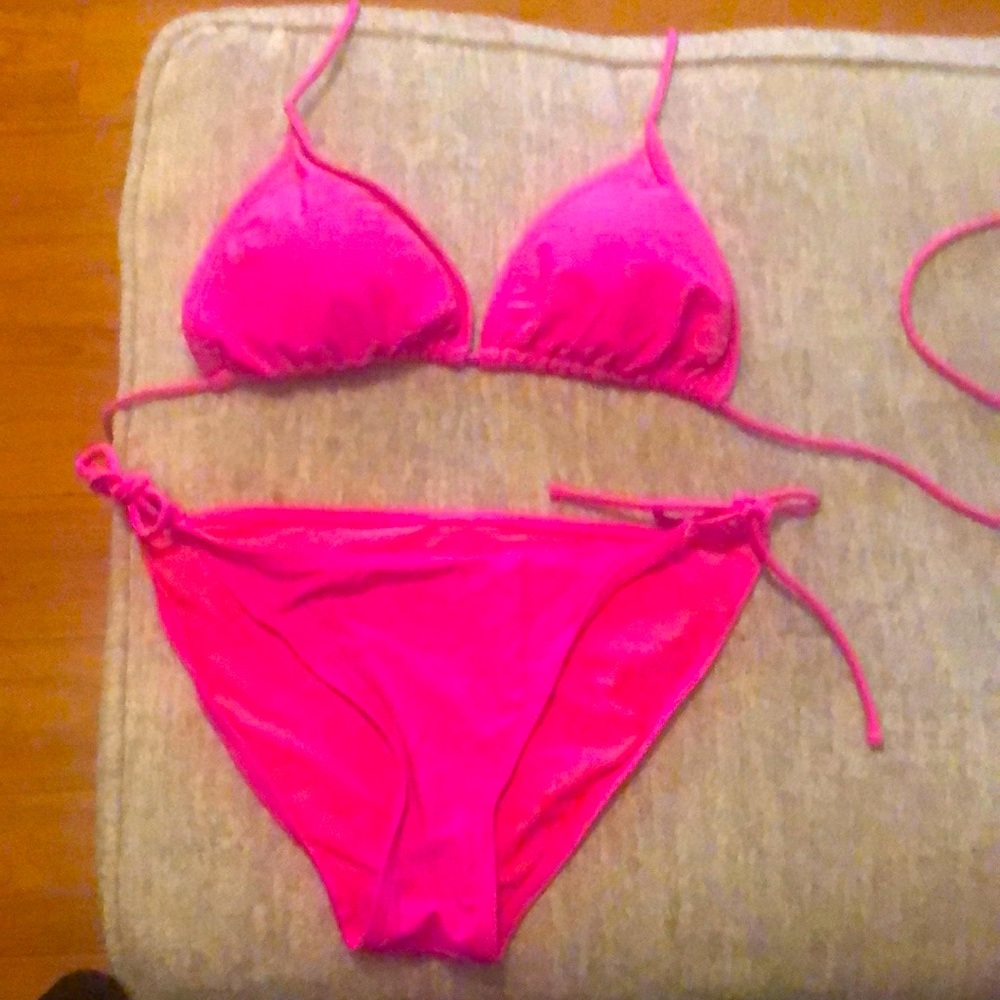 Hot pink string bikini